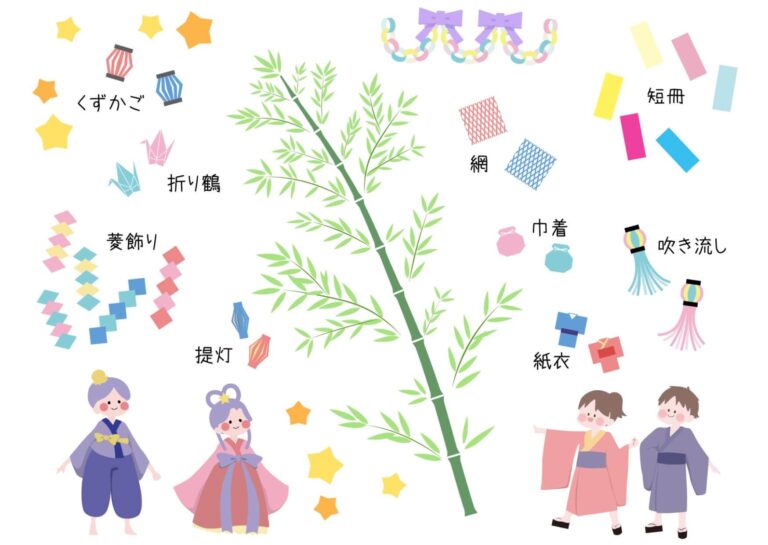 五色の短冊は何色？順番は？七夕飾りの意味をご紹介します | ユウミ キモノブログ